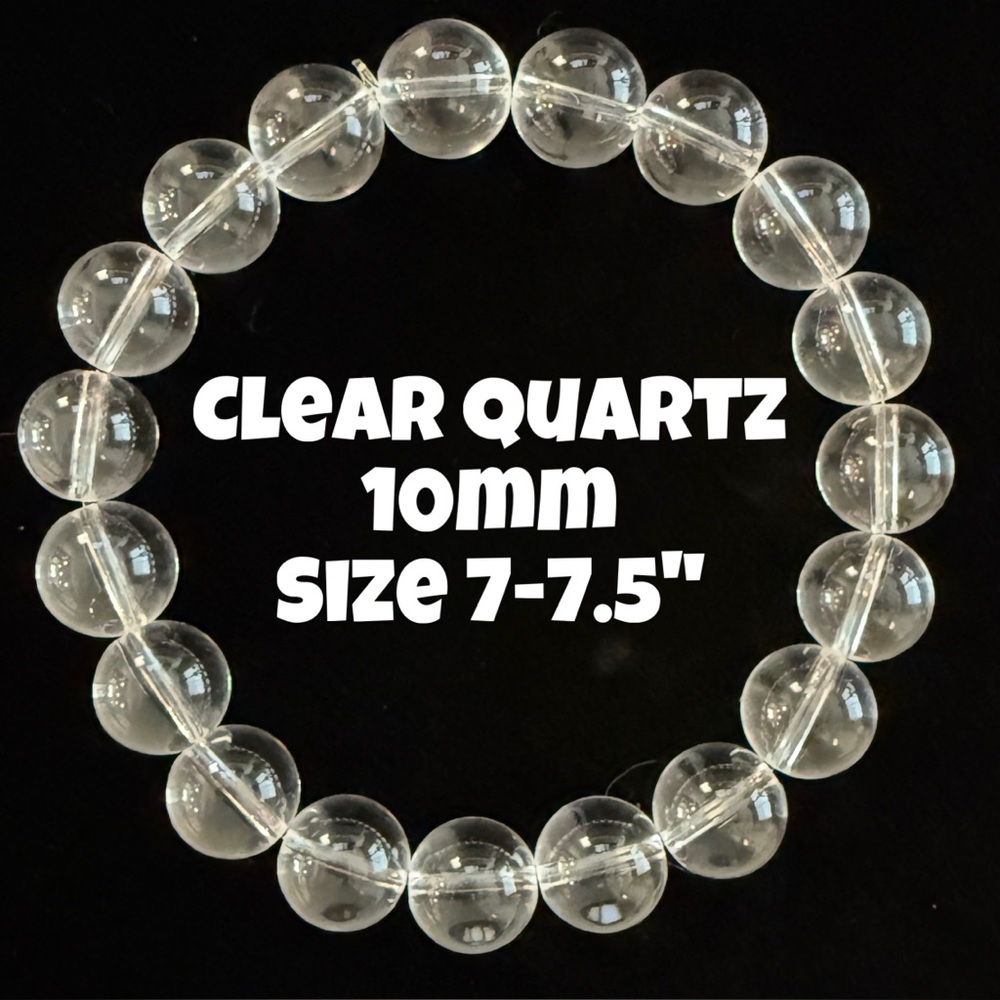 Authentic Clear Quartz 10mm Beaded Stretch Bracelet by Bombshell Beads